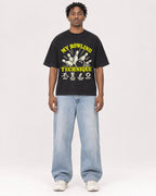 Mockup Boxy Heavyweight Tee Black male full-body 05