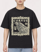 Mockup Boxy Heavyweight Tee Black male close-up 01