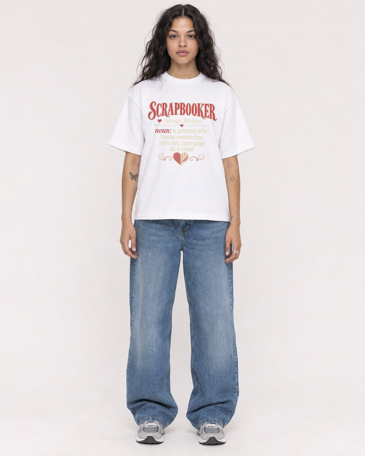 Mockup Boxy Heavyweight Tee White female full-body 30