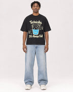Mockup Boxy Heavyweight Tee Black male full-body 05