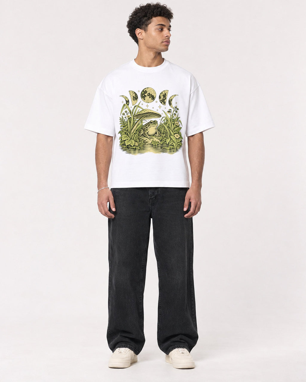 Mockup Boxy Heavyweight Tee White male full-body 10