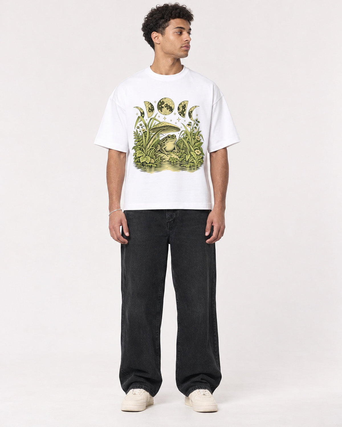 Mockup Boxy Heavyweight Tee White male full-body 10