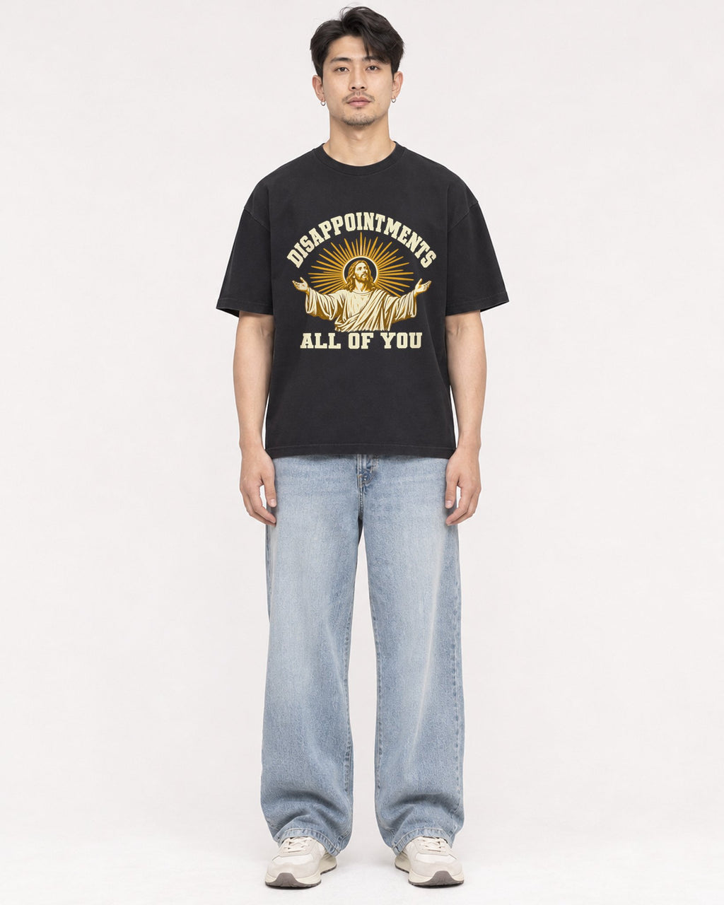 Mockup Boxy Heavyweight Tee Black male full-body 13
