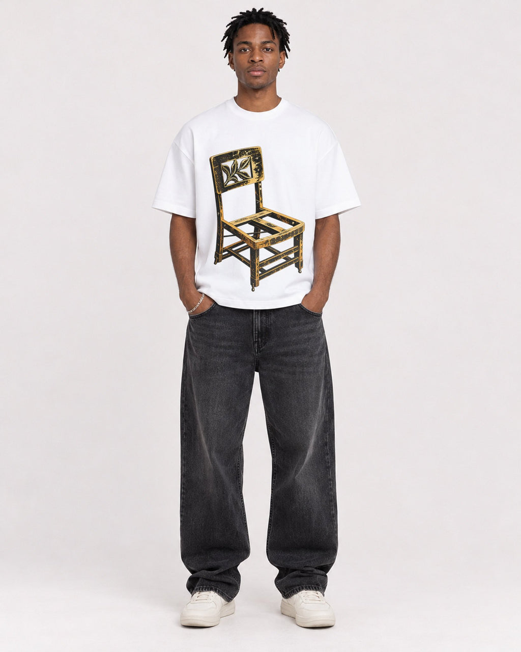 Mockup Boxy Heavyweight Tee White male full-body 05