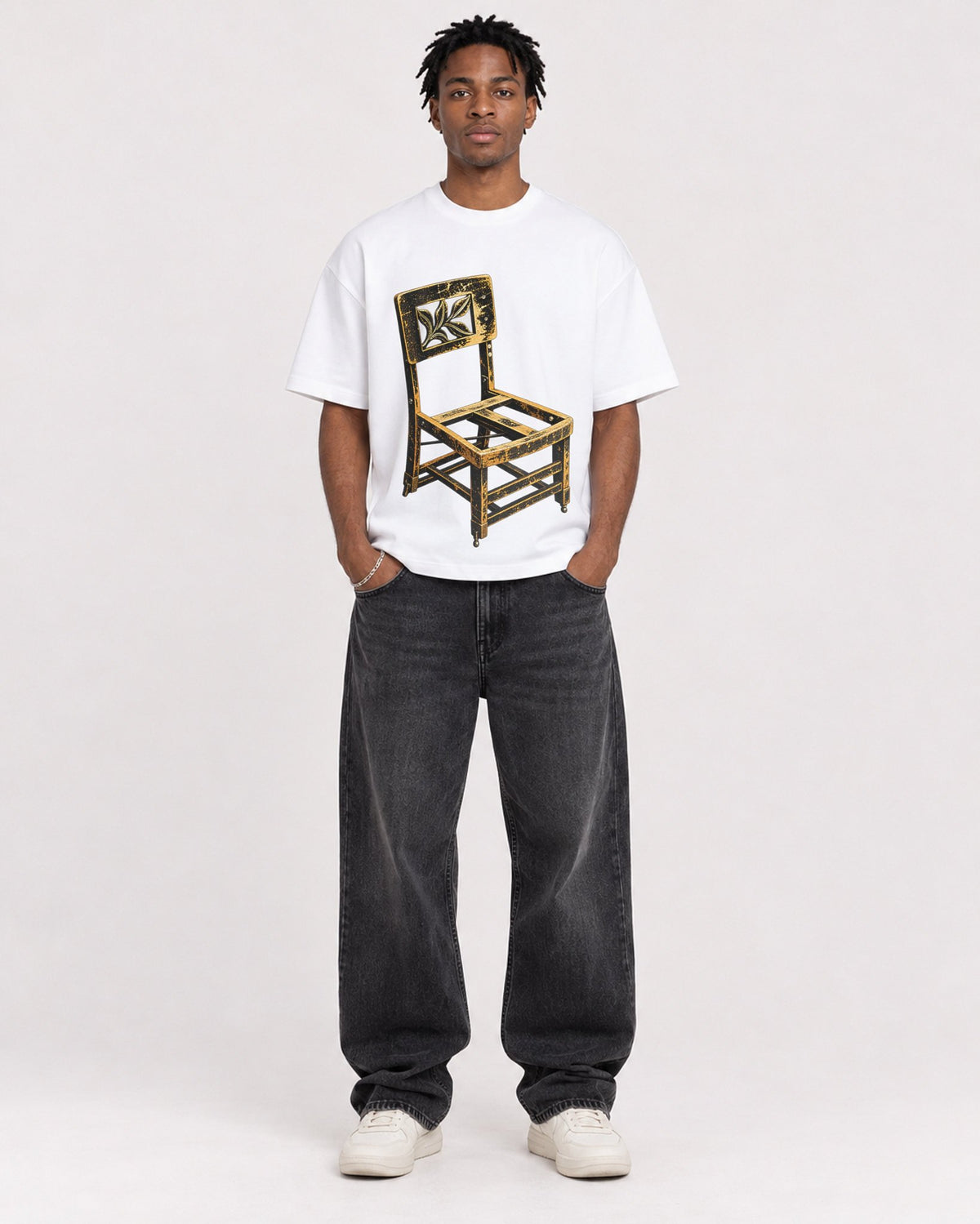 Mockup Boxy Heavyweight Tee White male full-body 05