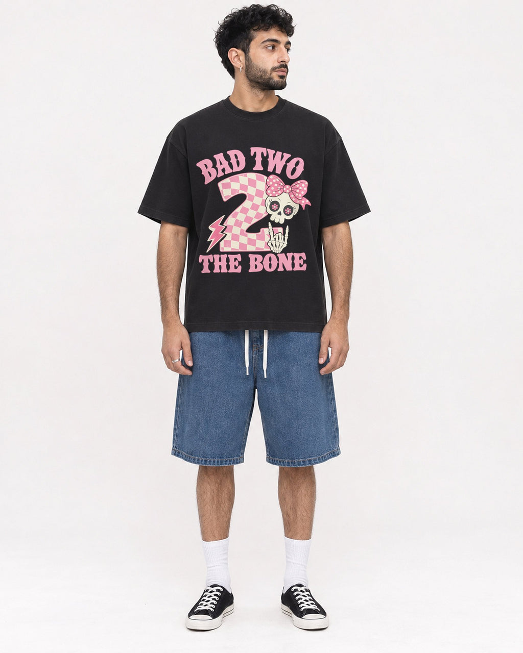 Mockup Boxy Heavyweight Tee Black male full-body 07