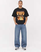 Mockup Boxy Heavyweight Tee Black male full-body 50