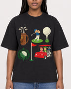 Mockup Boxy Heavyweight Tee Black female close-up 04
