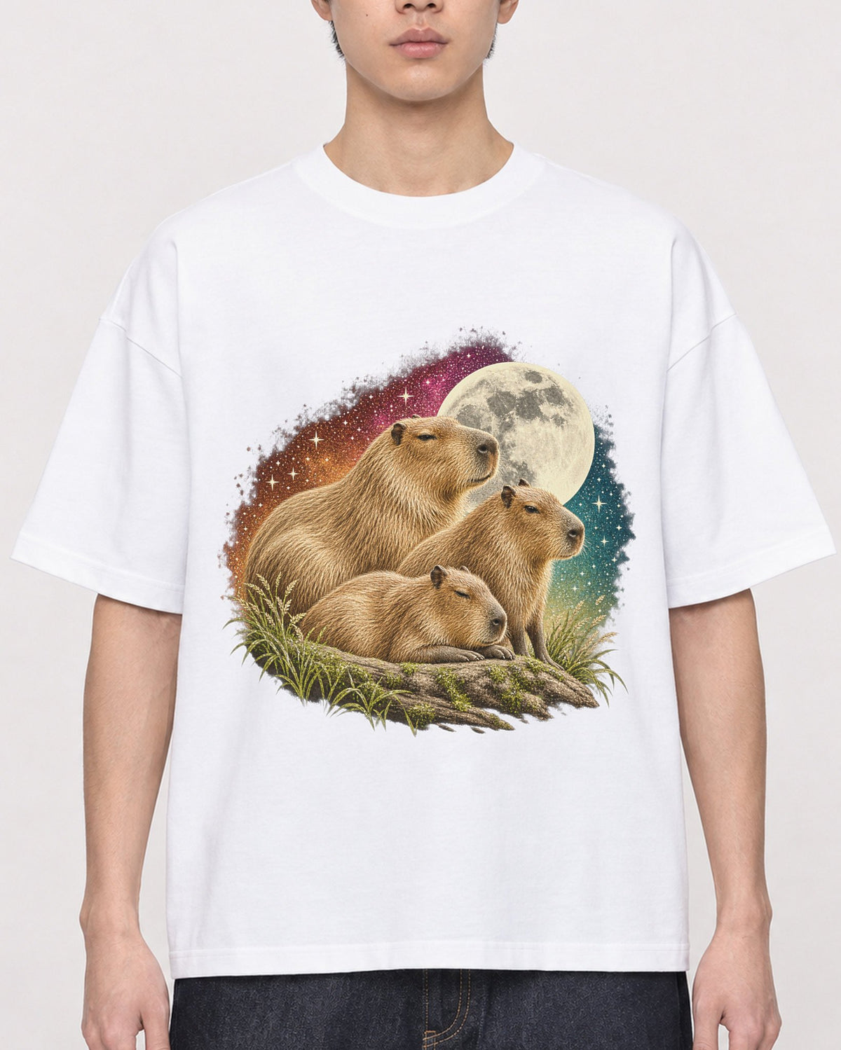 Mockup Boxy Heavyweight Tee White male close-up 01