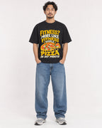 Mockup Boxy Heavyweight Tee Black male full-body 02