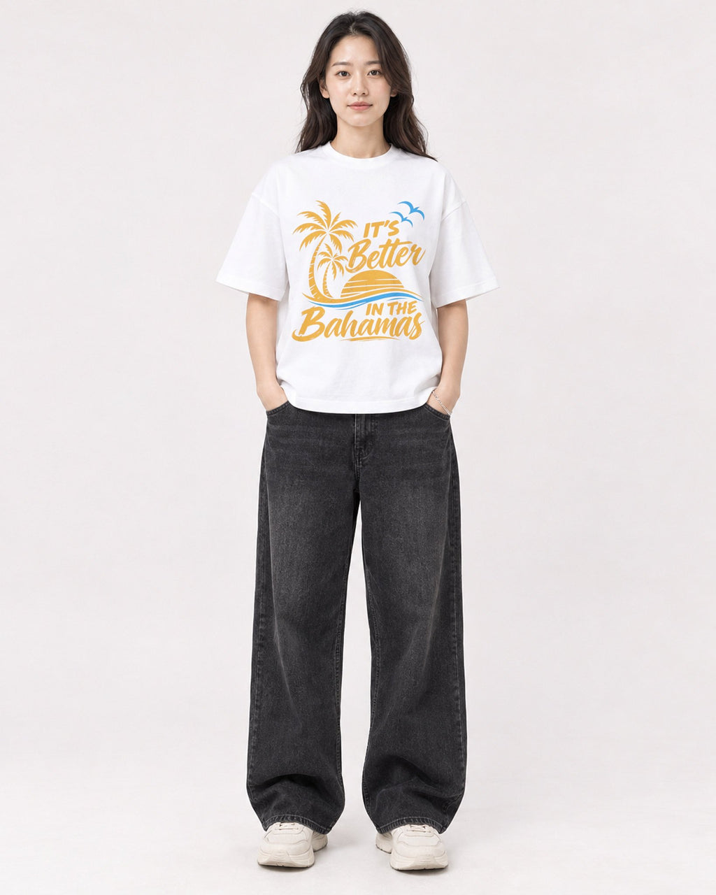Mockup Boxy Heavyweight Tee White female full-body 03