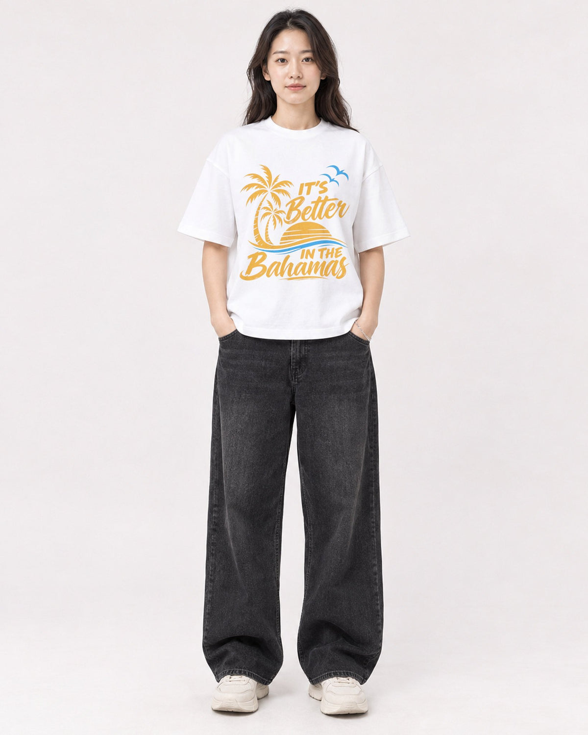 Mockup Boxy Heavyweight Tee White female full-body 03
