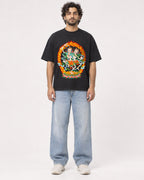 Mockup Boxy Heavyweight Tee Black male full-body 17