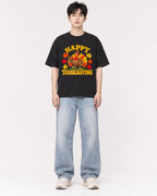 Mockup Boxy Heavyweight Tee Black male full-body 01
