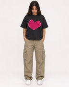 Mockup Boxy Heavyweight Tee Black female full-body 06