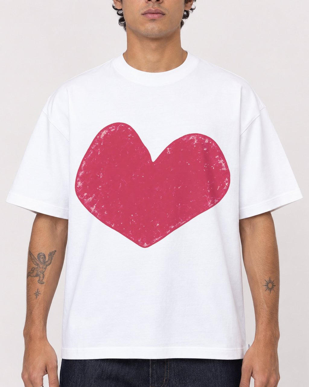 Mockup Boxy Heavyweight Tee White male close-up 06