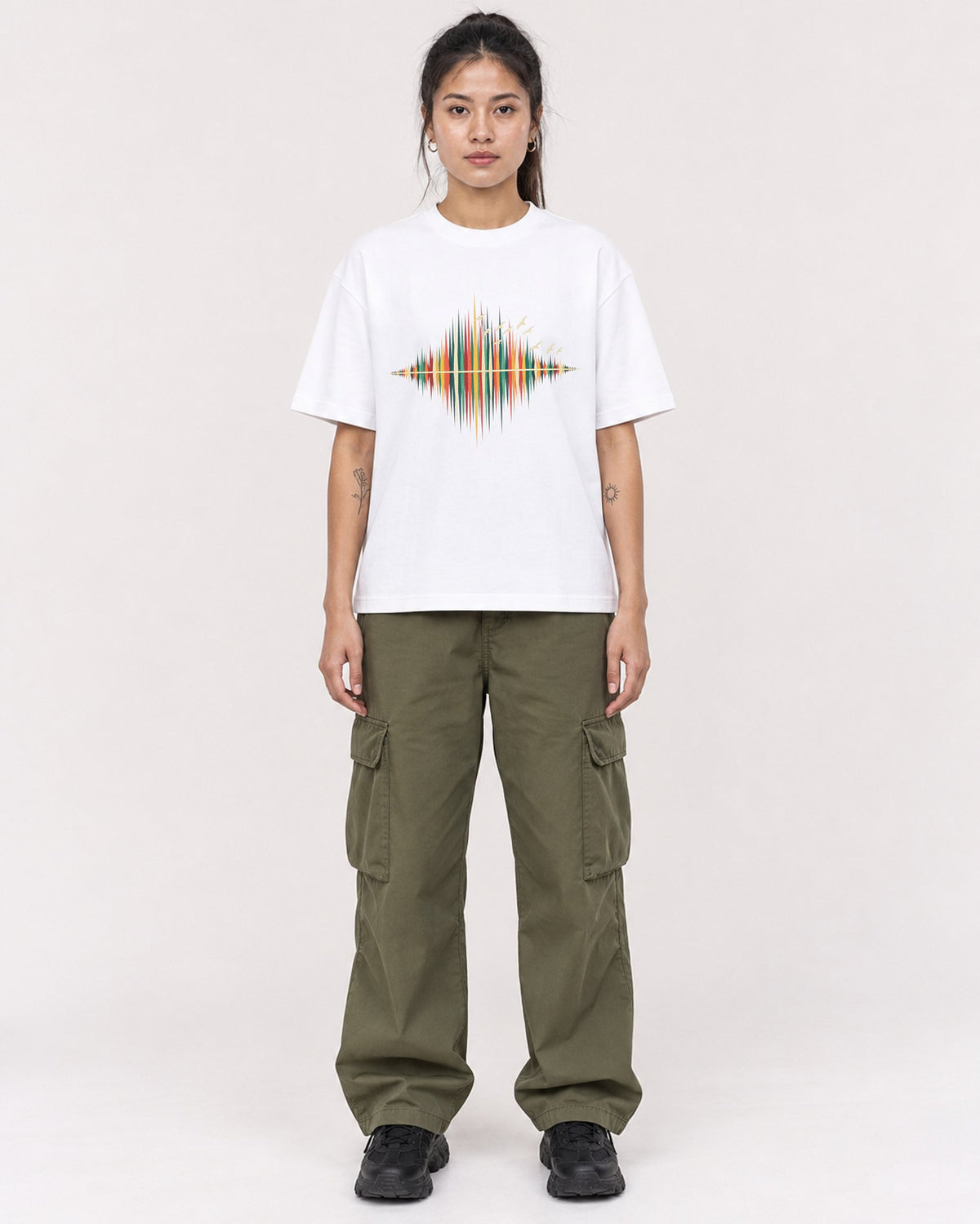 Mockup Boxy Heavyweight Tee White female full-body 42
