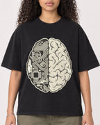 Mockup Boxy Heavyweight Tee Black female close-up 10