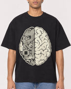 Mockup Boxy Heavyweight Tee Black male close-up 10