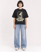 Mockup Boxy Heavyweight Tee Black female full-body 39