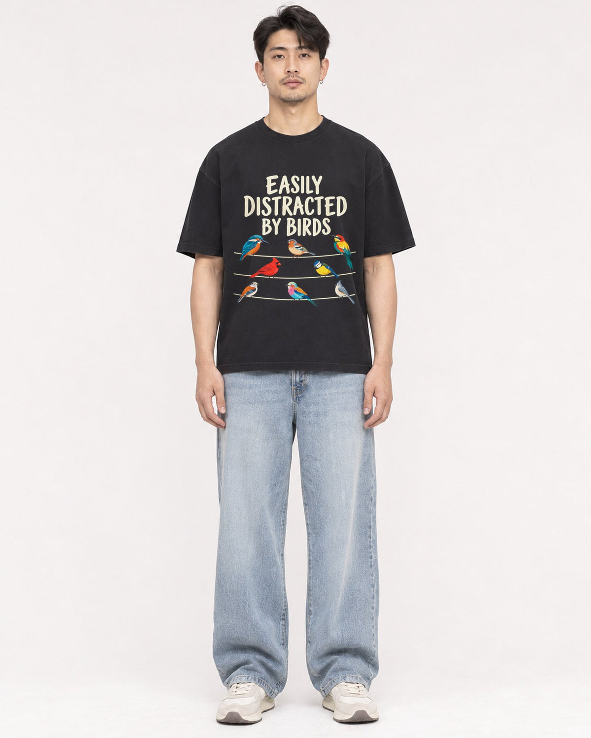 Mockup Boxy Heavyweight Tee Black male full-body 13