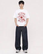 Mockup Boxy Heavyweight Tee White male full-body 01