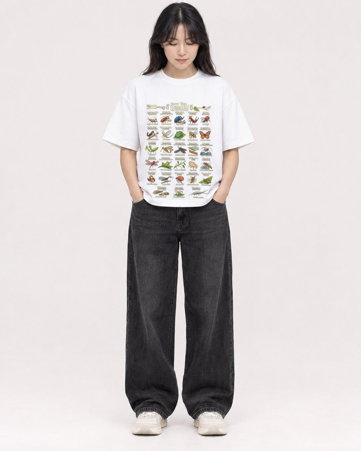 Mockup Boxy Heavyweight Tee White female full-body 13