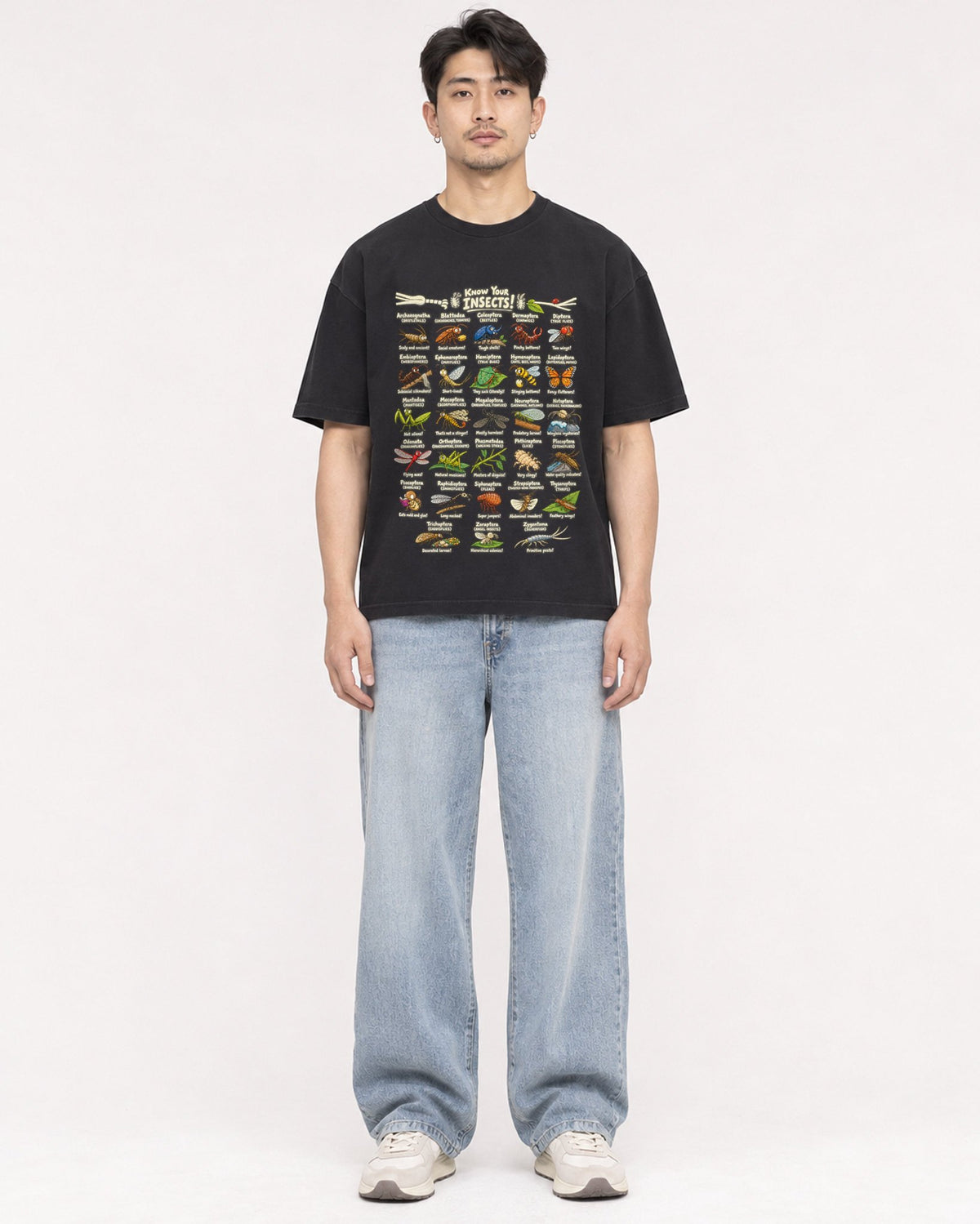 Mockup Boxy Heavyweight Tee Black male full-body 13