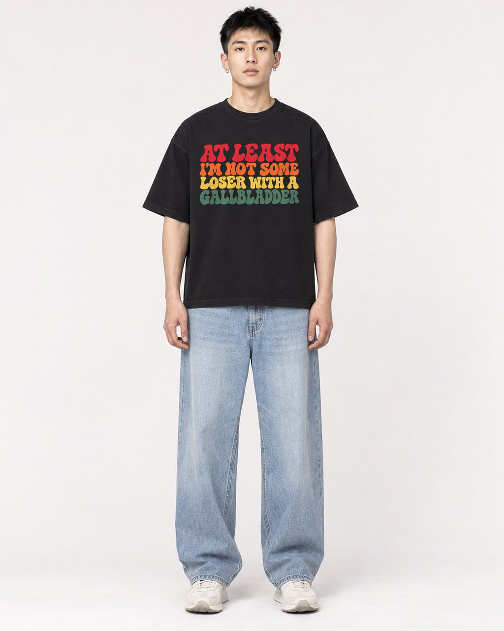 Mockup Boxy Heavyweight Tee Black male full-body 21