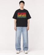Mockup Boxy Heavyweight Tee Black male full-body 21