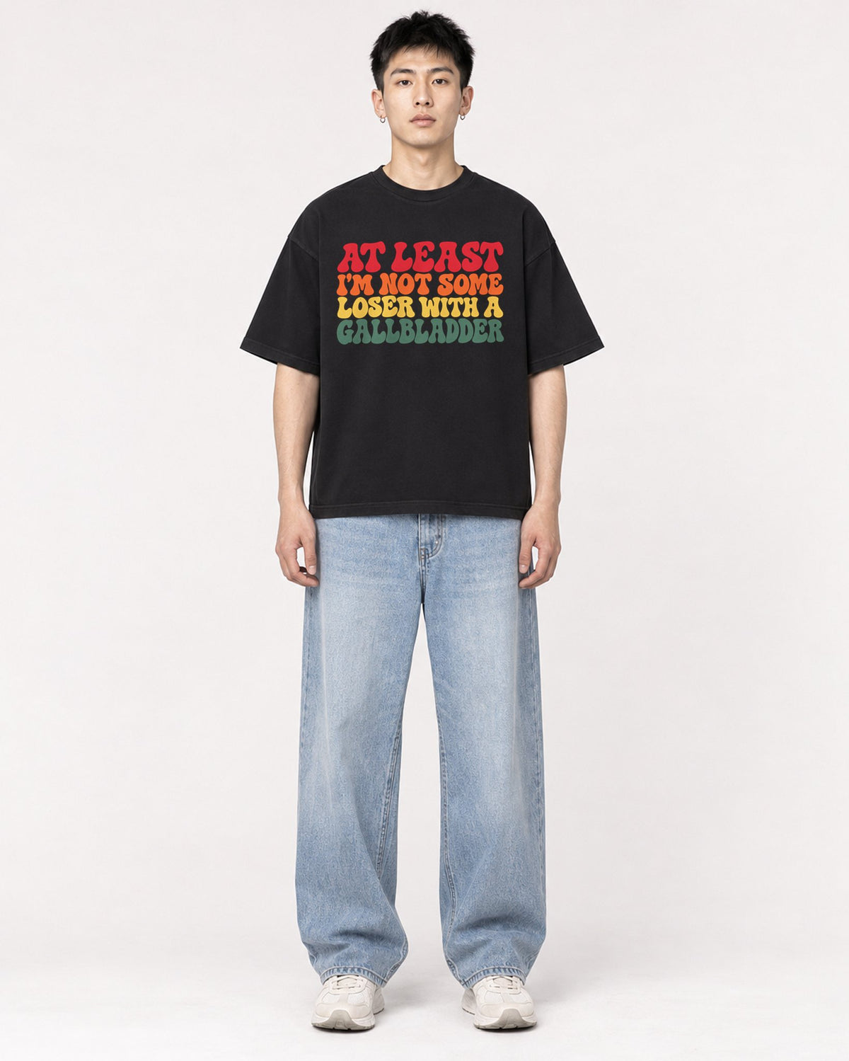 Mockup Boxy Heavyweight Tee Black male full-body 21