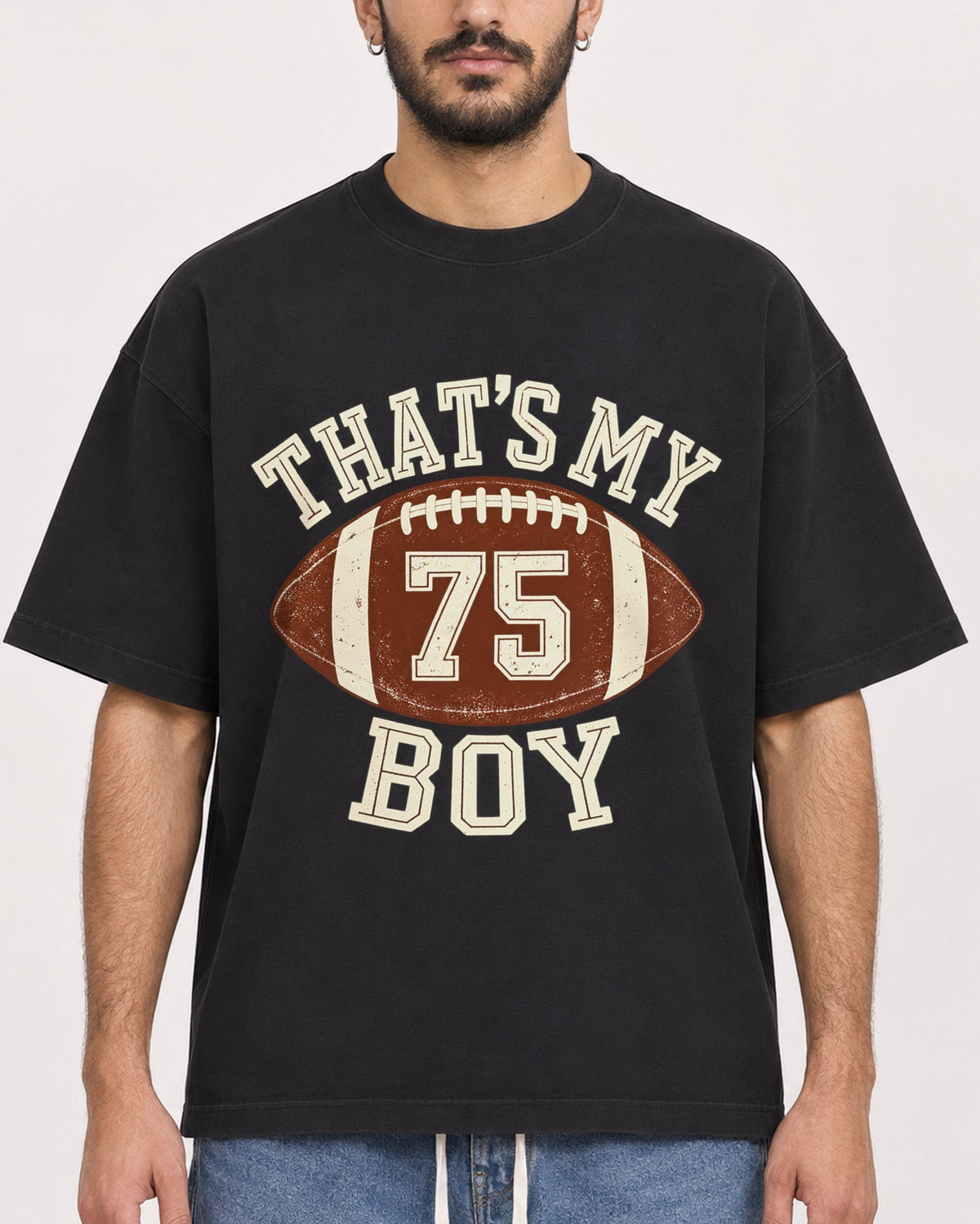 Mockup Boxy Heavyweight Tee Black male close-up 07