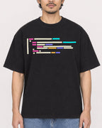 Mockup Boxy Heavyweight Tee Black male close-up 02