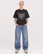 Mockup Boxy Heavyweight Tee Black female full-body 48