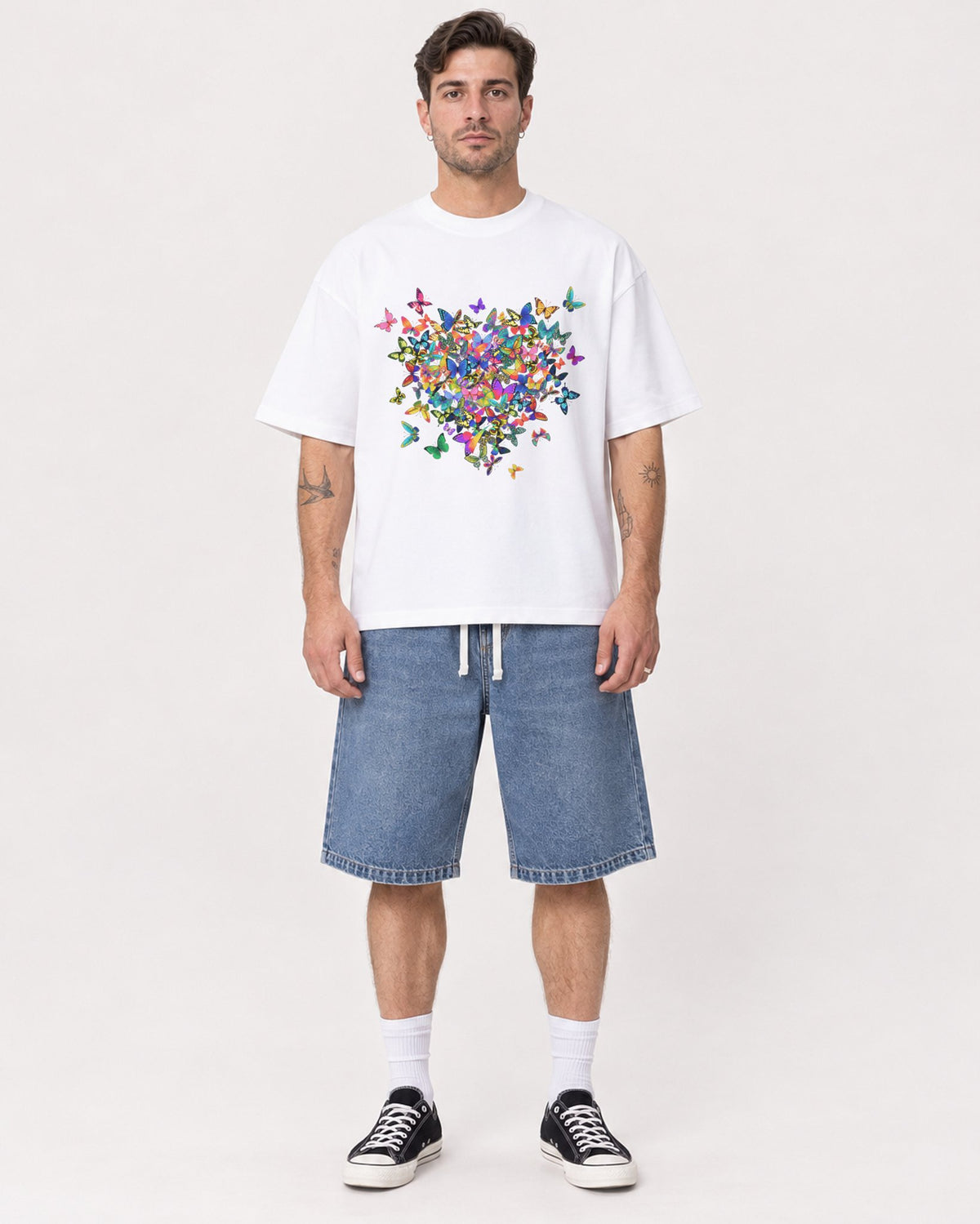 Mockup Boxy Heavyweight Tee White male full-body 48