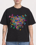 Mockup Boxy Heavyweight Tee Black female close-up 48