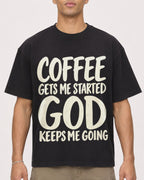 Mockup Boxy Heavyweight Tee Black male close-up 20