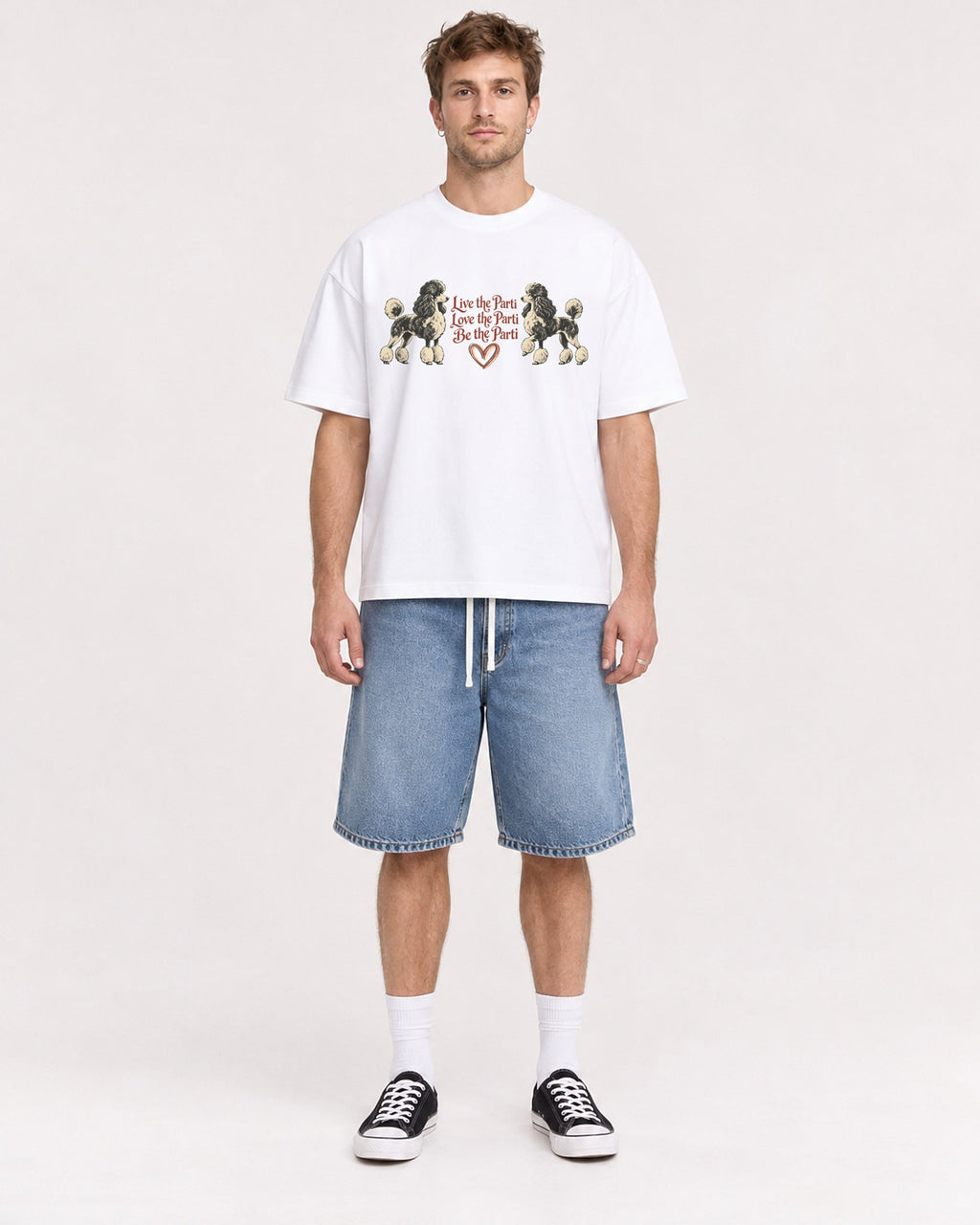 Mockup Boxy Heavyweight Tee White male full-body 08