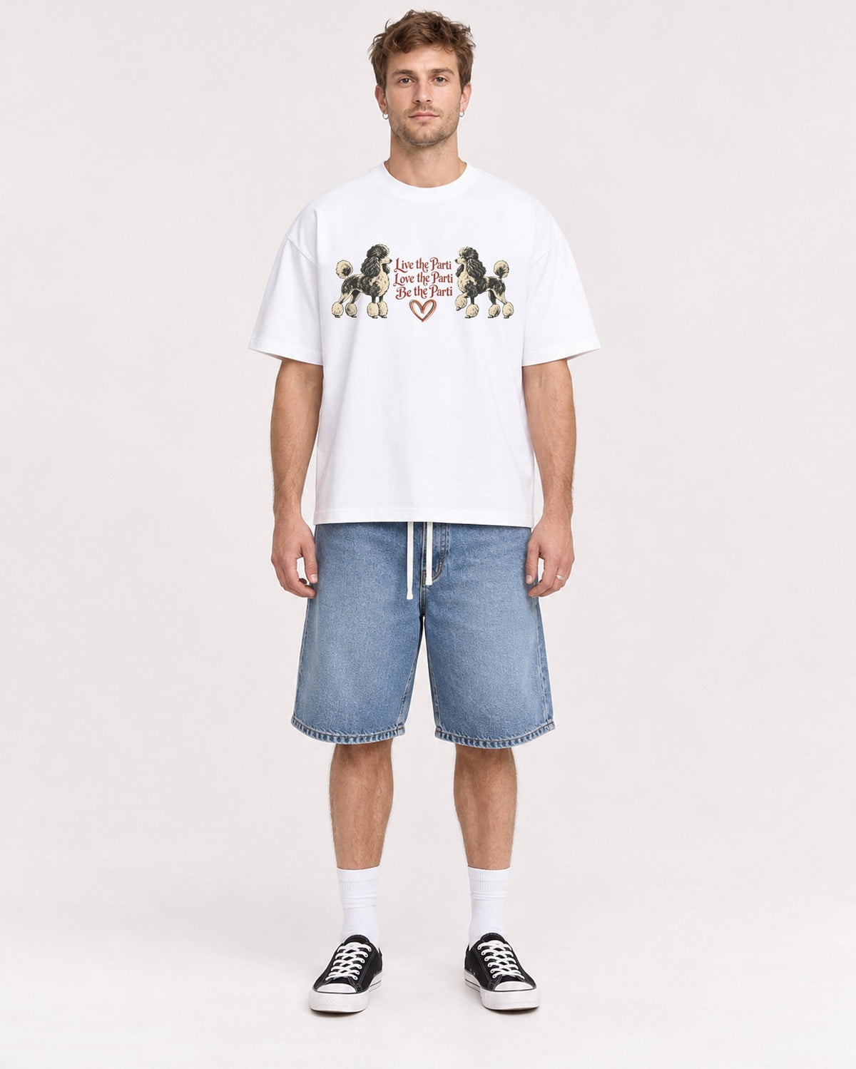 Mockup Boxy Heavyweight Tee White male full-body 08