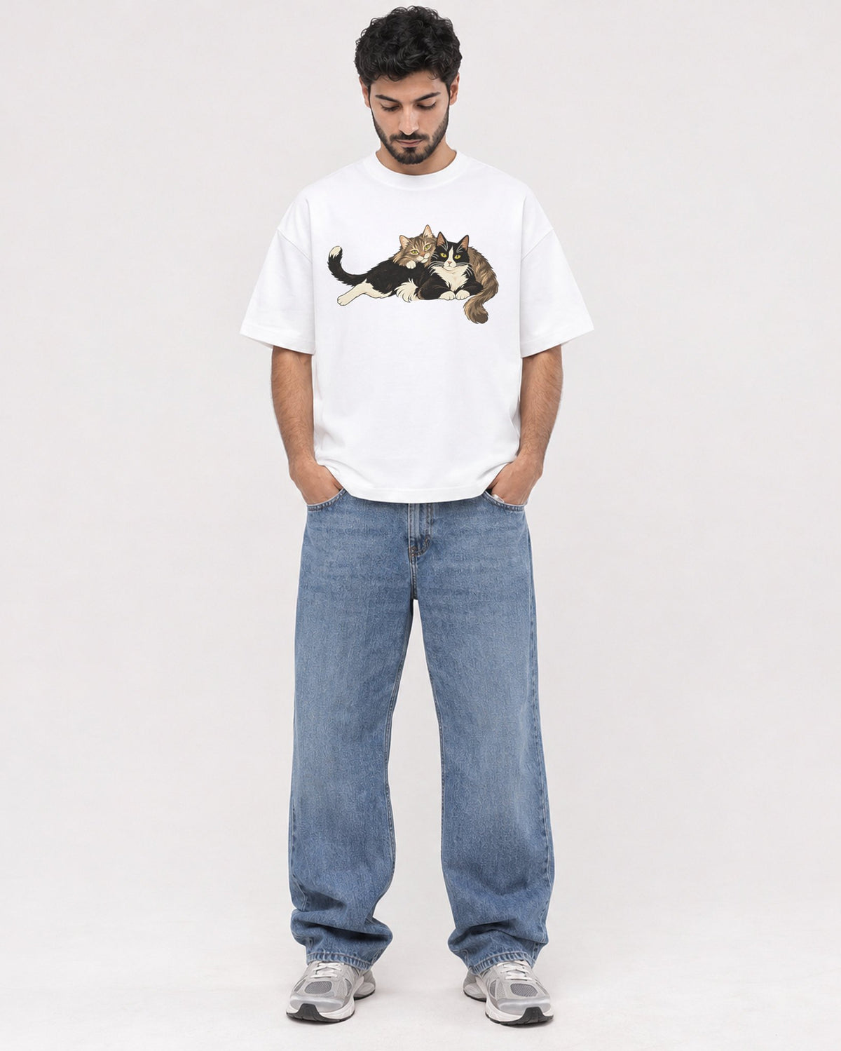 Mockup Boxy Heavyweight Tee White male full-body 07