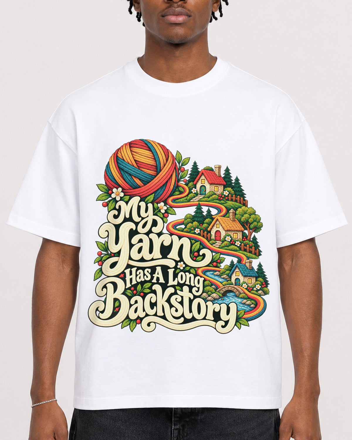 Mockup Boxy Heavyweight Tee White male close-up 05