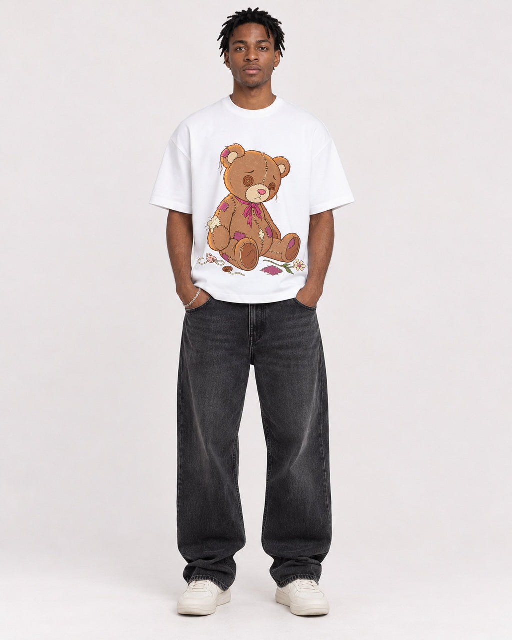 Mockup Boxy Heavyweight Tee White male full-body 05