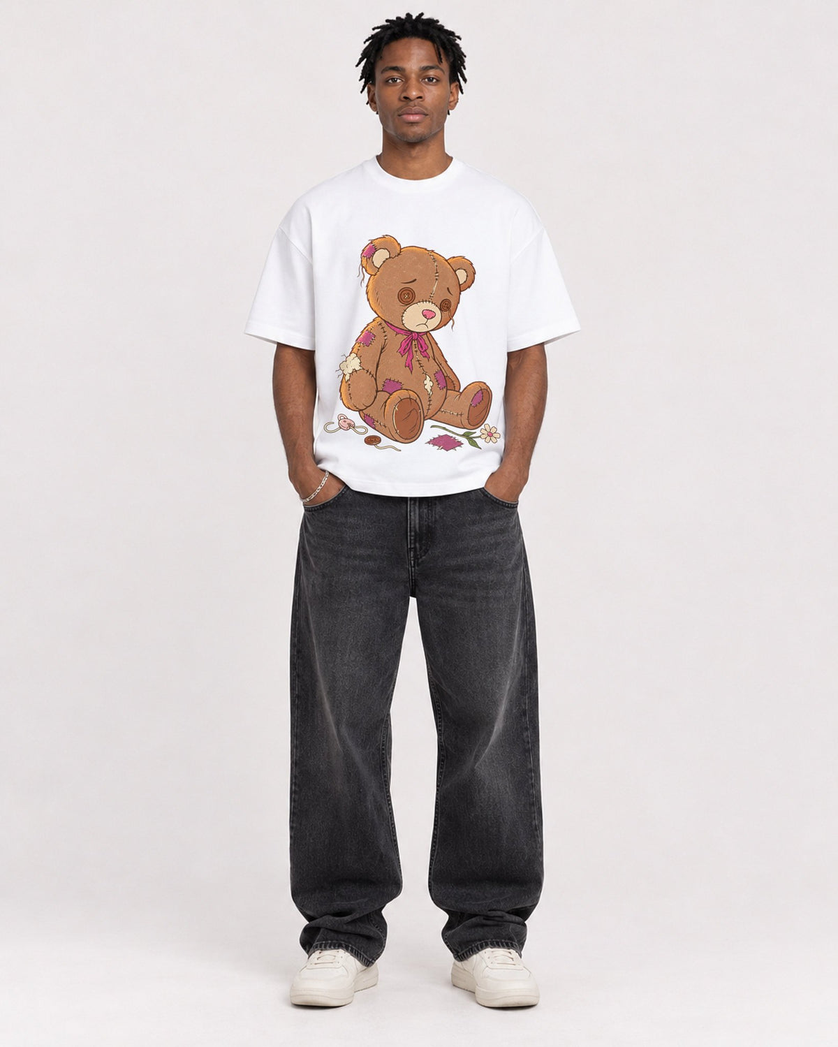 Mockup Boxy Heavyweight Tee White male full-body 05