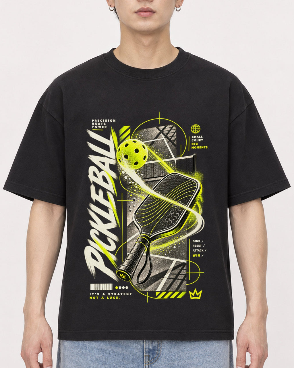 Mockup Boxy Heavyweight Tee Black male close-up 01