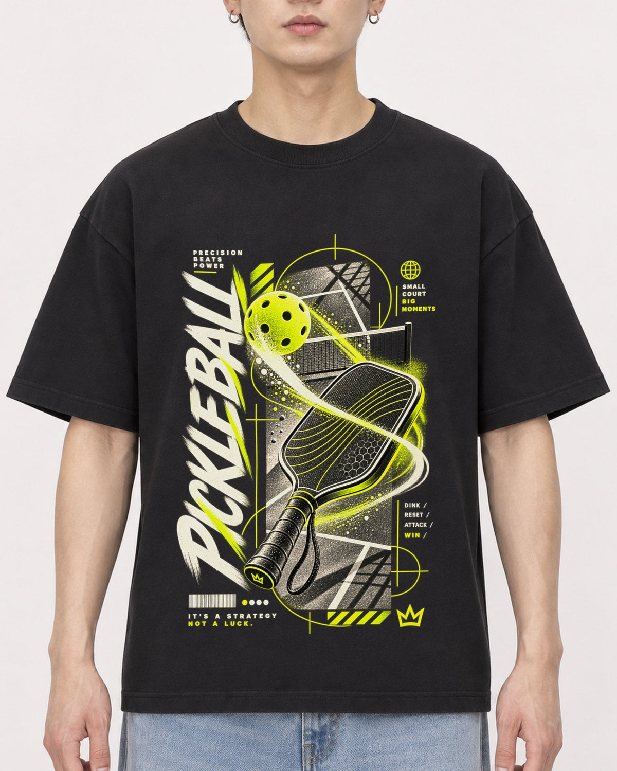 Mockup Boxy Heavyweight Tee Black male close-up 01