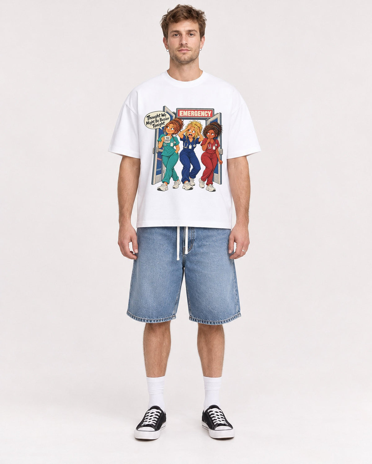 Mockup Boxy Heavyweight Tee White male full-body 08