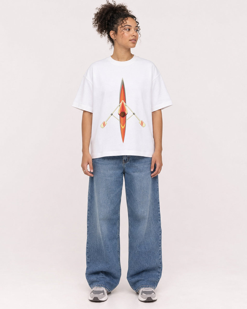 Mockup Boxy Heavyweight Tee White female full-body 20