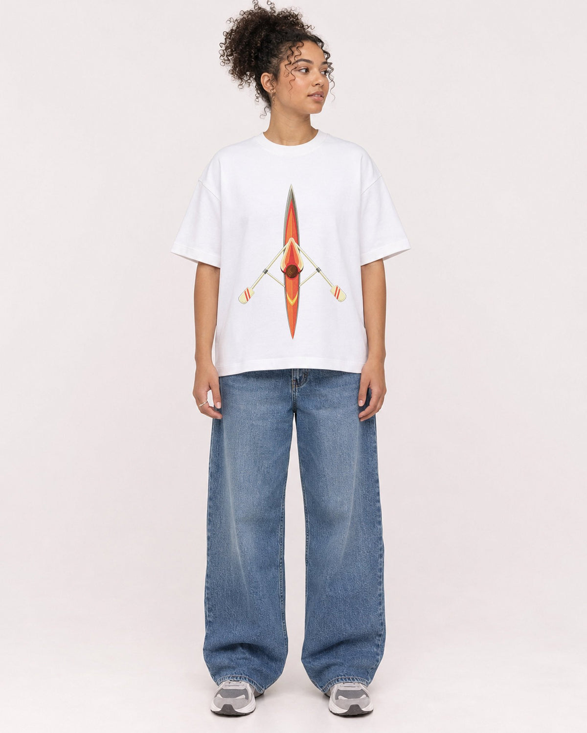 Mockup Boxy Heavyweight Tee White female full-body 20