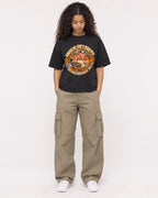 Mockup Boxy Heavyweight Tee Black female full-body 10
