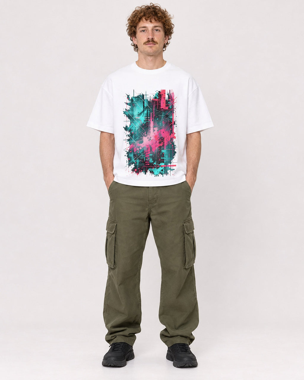 Mockup Boxy Heavyweight Tee White male full-body 09
